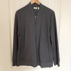 LOGO Lounge Full Zip Front Hi-Low Jacket - Dark Gray Size L